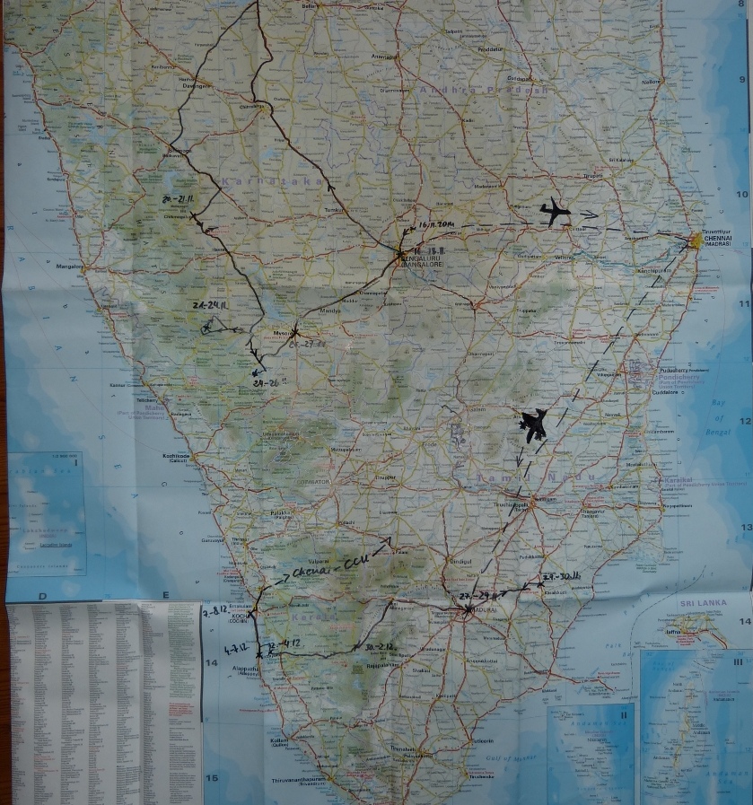 Indien 2014 Route